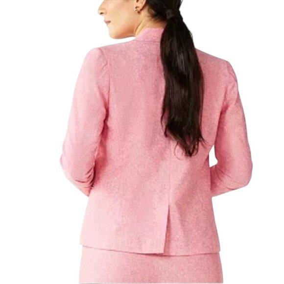 Draper James RSVP Linen Blend Sustainable Heathered Red 1 Button Blazer Size L - Picture 4 of 8